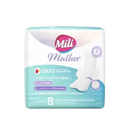 Absorvente mili mulher duo com abas 8un