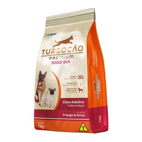 Ração turbo cao 1kg adult fgo e arroz