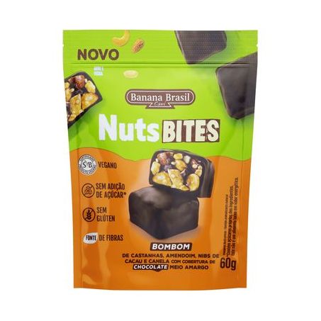 NUTSBITES CHOCO MEIO AMARGO 60G - BANANA BRASIL