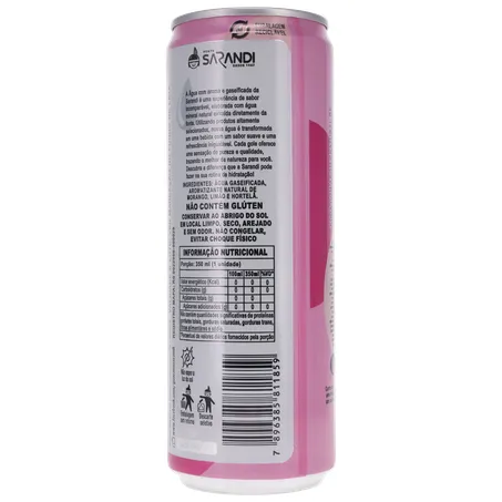 ÁGUA SABORIZADA COM GÁS SARANDI MORANGO, LIMÃO E HORTELÃ LATA 350ML 360-2