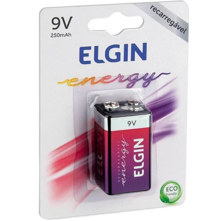Pilha recarr elgin bateria 9v 250mah 1un