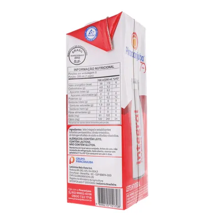 LEITE LONGA VIDA PIRACANJUBA INTEGRAL 1L 360-12