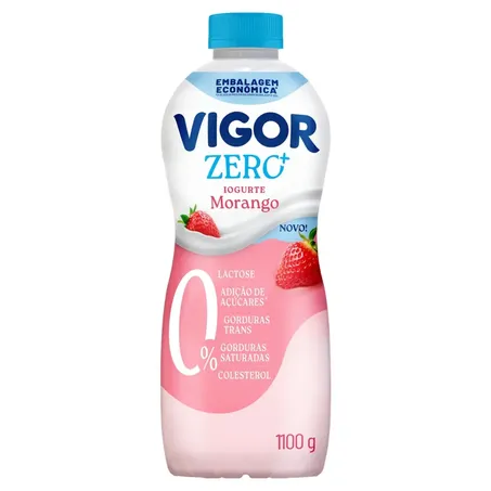 Iogurte Desnatado Morango Zero Lactose Vigor Garrafa 1100g