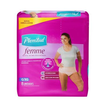 Roupa Íntima Descartável Plenitude Active Fem G/xg Embalagem 8UN