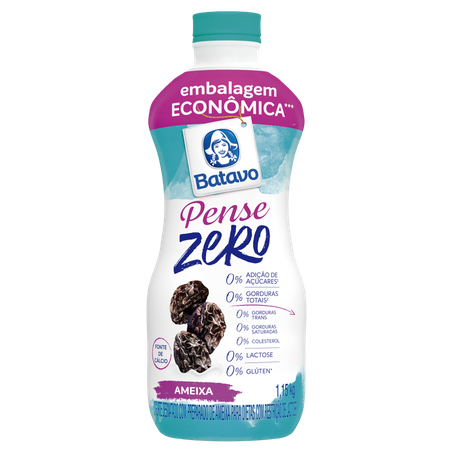 Iogurte Desnatado Ameixa Zero Lactose Batavo Pense Zero Garrafa 1,15kg Embalagem Econômica