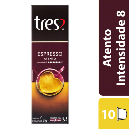 Café em Cápsula Torrado e Moído Espresso Atento Tres Caixa 80g 10 Unidades 360-5