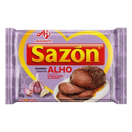 Tempero para carnes toque de alho sazón pacote com 12 unidades