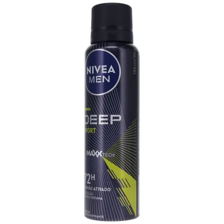 Antitranspirante Aerosol Nivea Men Deep Sport 72H Carvão Ativado Frasco Spray 150ml 360-3