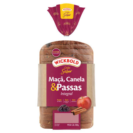 Pão wickbold integral grãos maçã, canela e passas pacote 450g