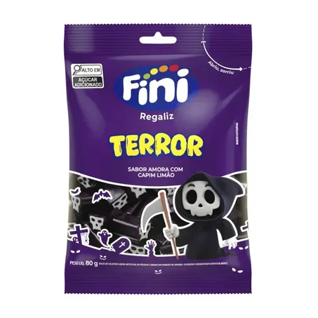 BALA DE GELATINA FINI REGALIZ TERROR AMORA E LIMÃO PACOTE 80G