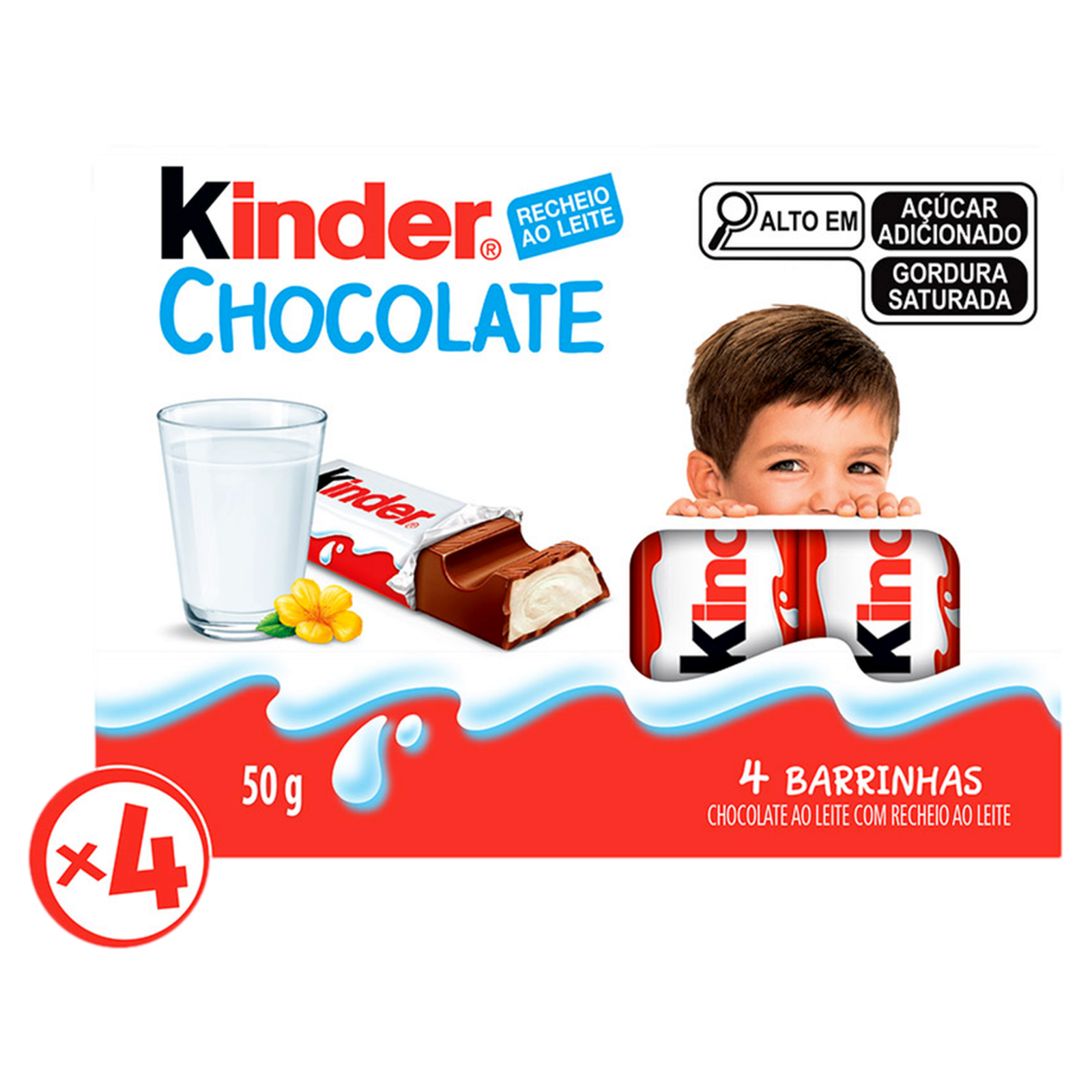 Kinder chocolate ao leite 4 unis 50g