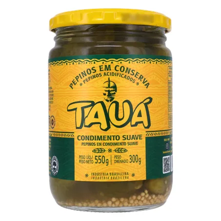 Pepino em Conserva Tauá Suave Pote de Vidro 300gr
