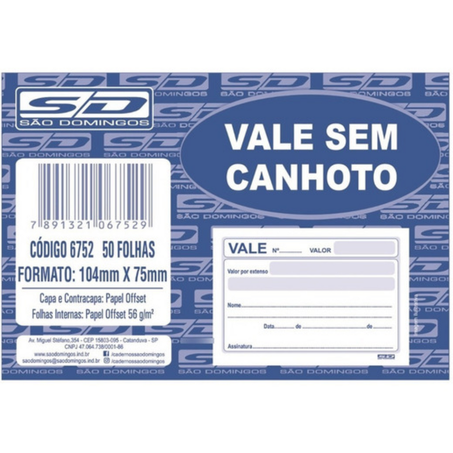 Esc talao vale pauta branca 104x77 s/canhoto 50f