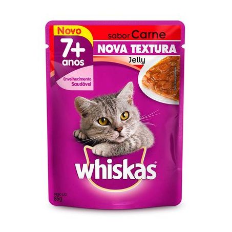 Alimento gato +7 anos carne jelly whiskas 85g