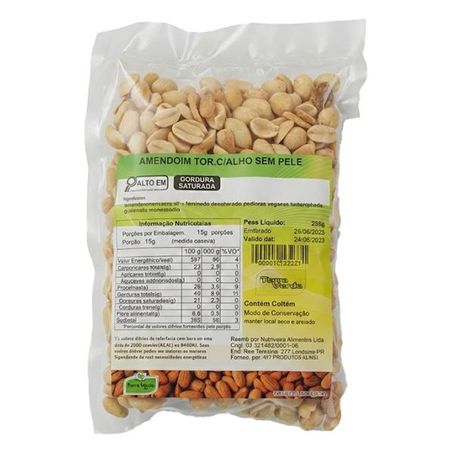 AMENDOIM TORRADO COM ALHO E SEM PELE 250G