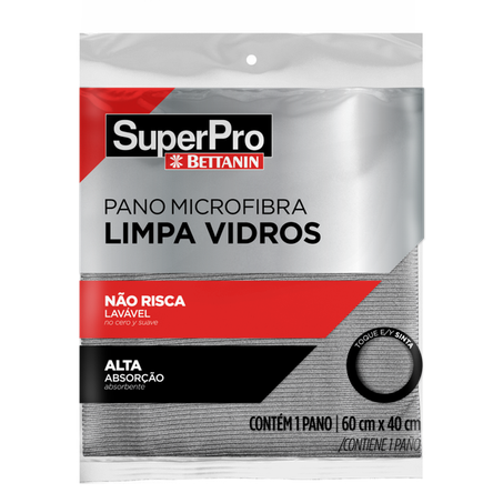 PANO DE MICROFIBRA LIMPA VIDROS 40 X 60CM SUPERPRO BETTANIN SP9327