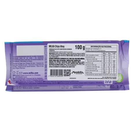 Chocolate Milka Recheado Chips Ahoy Barra 100G 360-2