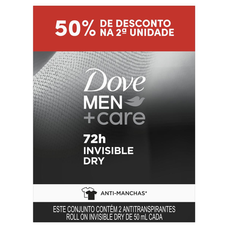 Conjunto Desodorante Dove 50ml - Com 2 Unidades - Roll-on - Com 50% de Desconto