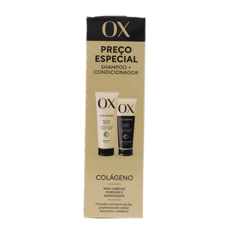 Kit Shampoo 200ml + Condicionador 170ml Ox Colágeno Caixa 370ml 360-27