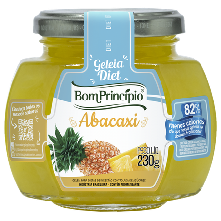 Geleia Diet Bom Princípio Abacaxi Pote de Vidro 230gr
