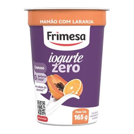 Iogurte Desnatado Frimesa Mamão e Laranja Zero Pote 165gr
