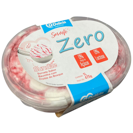 Sorvete qdelicia zero-sundae baunilha frutas do bosque