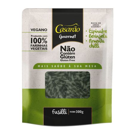 Massa gourmet fuzilli com espinafre, berinjela e chilli casarão
