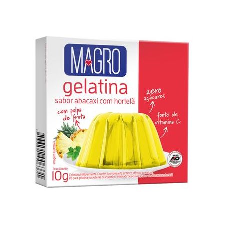 Pó Para Gelatina com Sucralose Magro Abacaxi com Hortelã Embalagem 10G