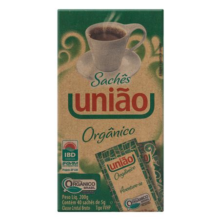 AÇÚCAR CRISTAL ORGÂNICO UNIÃO COM 40 SACHÊS