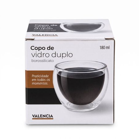 Copo Valencia Para Café Vidro Duplo 180ml