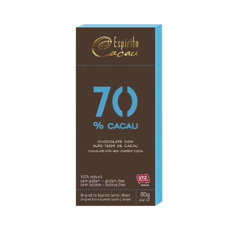 Chocolate Sem Lactose Espirito 70%Cacau 80G