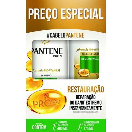 Kit pantene shampoo condicionador e restauracao