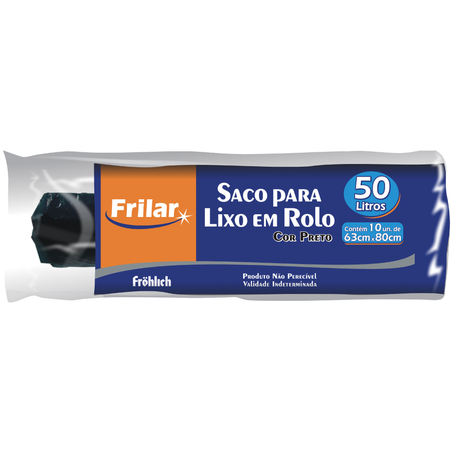 SACO LIXO FRILAR PRETO RL 10X50L UN