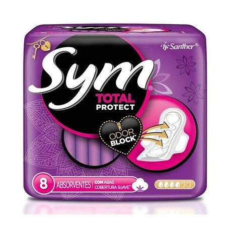 Absorvente Sym Cobertura Suave com Abas C/ 8UN
