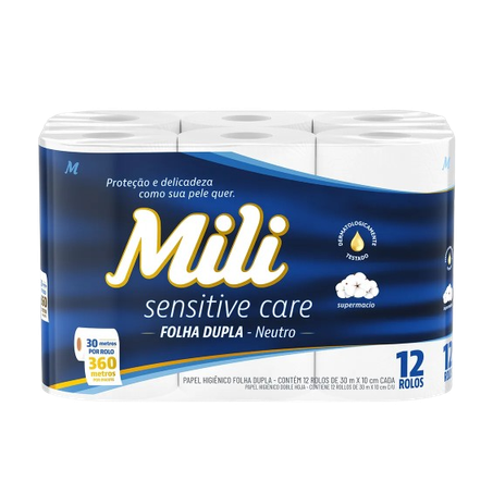 Papel higiênico mili dual neutro folha dupla c/12 30m