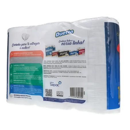 Papel higiênico duetto folha dupla 12x30m neutro 360-20
