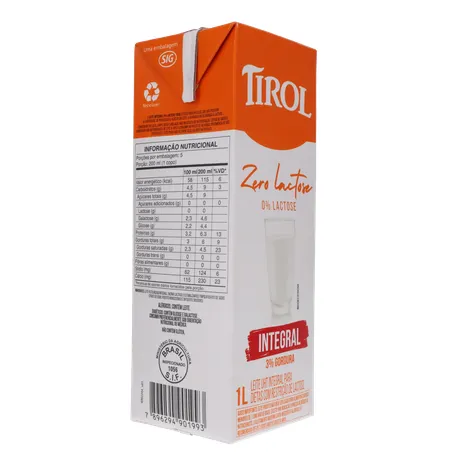 LEITE LONGA VIDA TIROL ZERO LACTOSE INTEGRAL 1L 360-31