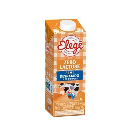 Leite Uht Semidesnatado Zero Lactose Elegê Caixa com Tampa 1LT