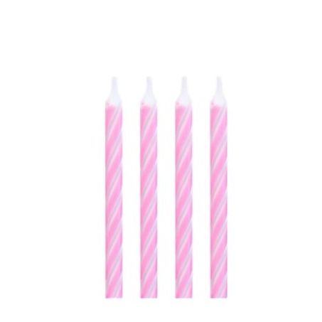 Vela Palito Regina Espiral Branca E Rosa Com 10 Unidades