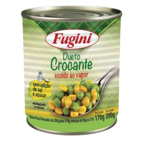 Ervilha e Milho Verde em Conserva Fugini Cozido Ao Vapor Lata 200gr