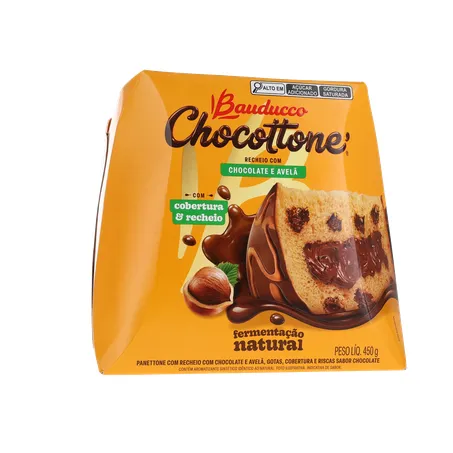 Panettone Bauducco Chocolate e Avelã Caixa 450gr 360-17