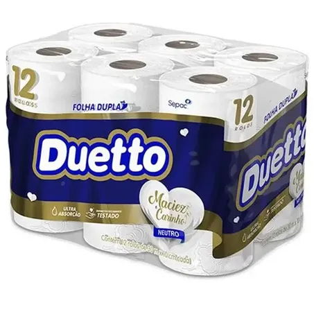 Papel Higiênico Duetto Neutro Folha Dupla 20m Pacote 12un 
 