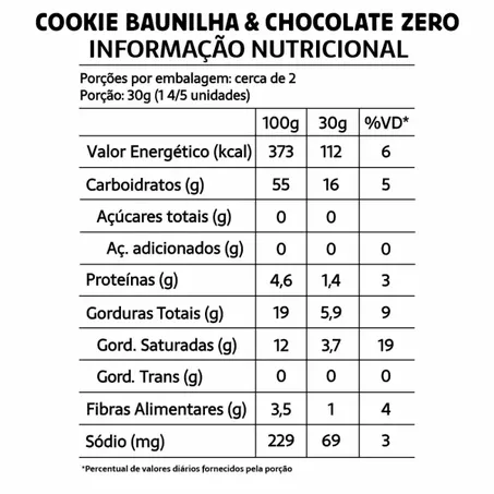 COOKIES BAUNILHA E CHOCOLATE SEM AÇÚCAR 80G- BELIVE 360-1