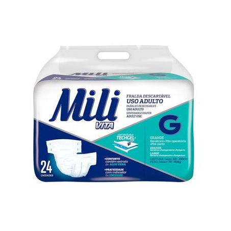 Fralda Descartável Mili Vita Adulto Mega G 24 Unidades