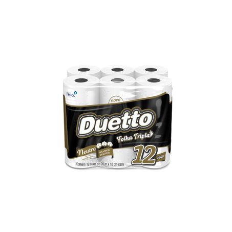 Papel Higiênico Duetto Folha Tripla Neutro 20m Pacote 12un 
 