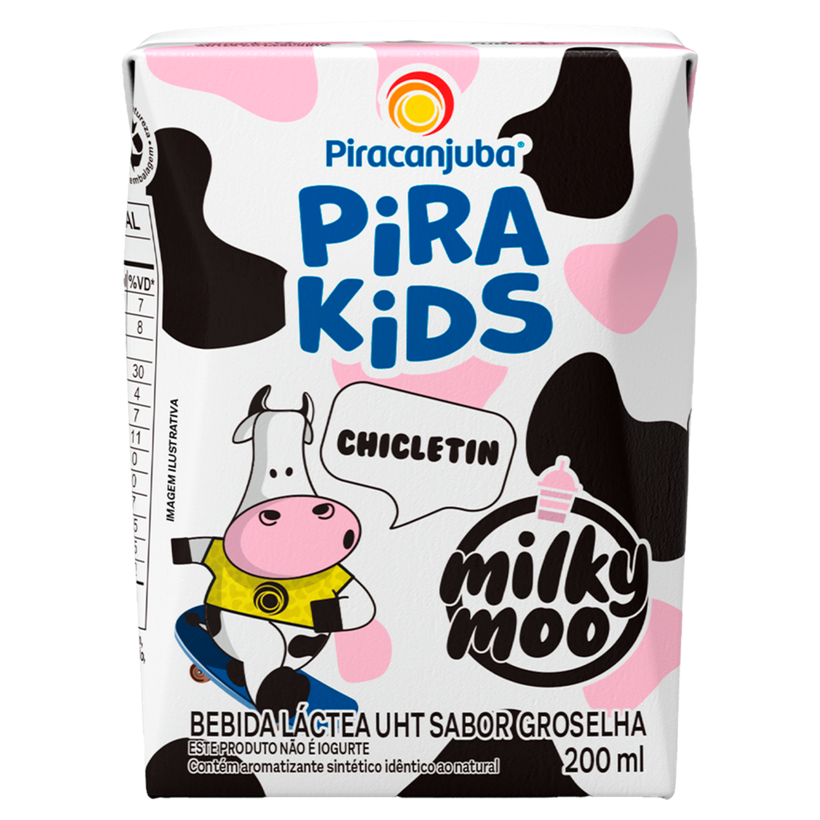Bebida Láctea UHT Milky Moo Chicletin Piracanjuba Pirakids Caixa 200ml