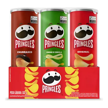 Kit Batata Pringles Colecionador 3un Sabores Original Churrasco e Creme Com Cebola
