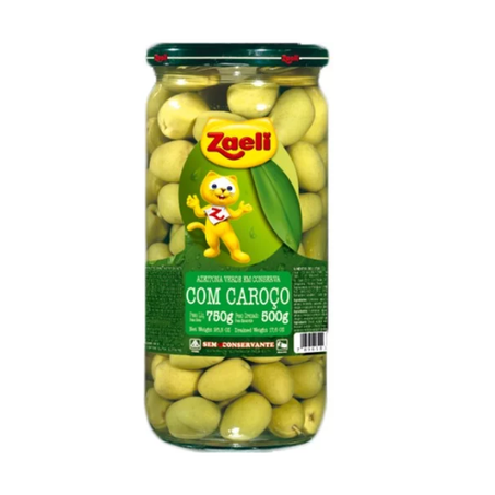 Azeitona zaeli verde c/caroco vd 500g