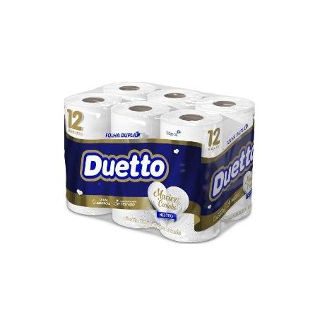 PAPEL HIGIENICO DUETTO FOLHA DUPLA  NEUTRO 30M 12UN