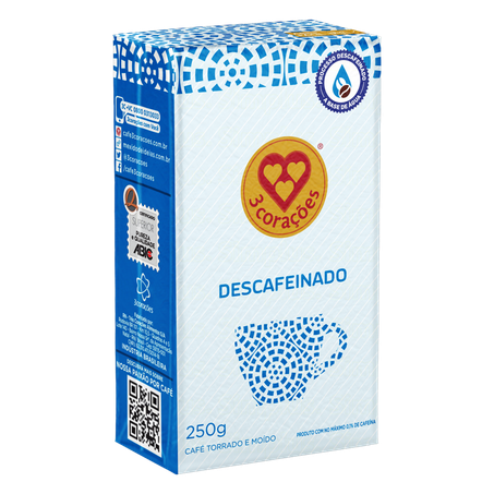 Cafe 3 Coracoes Moido Descafeinado Vacuo 250G